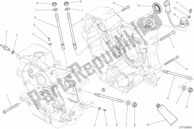 All parts for the Half-crankcases Pair of the Ducati Scrambler Mach 2. 0 803 2018